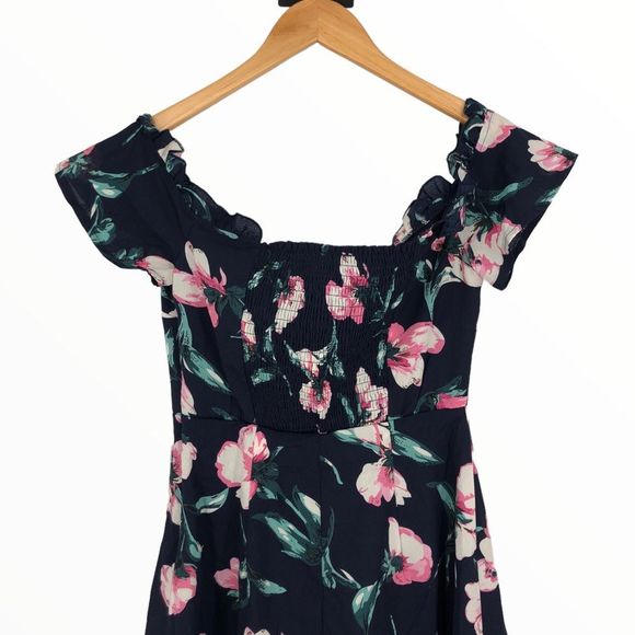 About Us Dulipa Dress in Navy Floral Off Shoulder Mini Dress size Small Revolve - Picture 8 of 15